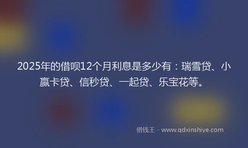 2025年的借呗12个月利息是多少有：瑞雪贷、小赢卡贷、信秒贷、一起贷、乐宝花等。