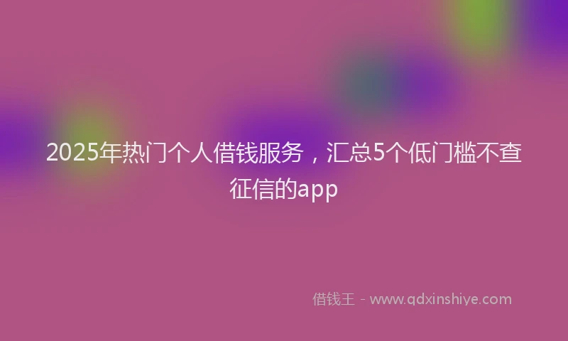 2025年热门个人借钱服务，汇总5个低门槛不查征信的app