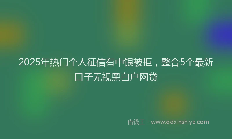 2025年热门个人征信有中银被拒，整合5个最新口子无视黑白户网贷
