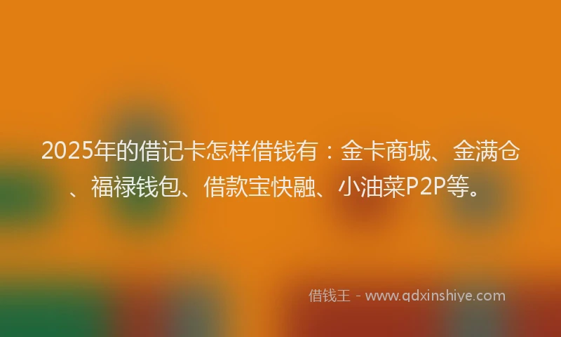 2025年的借记卡怎样借钱有：金卡商城、金满仓、福禄钱包、借款宝快融、小油菜P2P等。