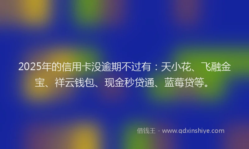 2025年的信用卡没逾期不过有：天小花、飞融金宝、祥云钱包、现金秒贷通、蓝莓贷等。