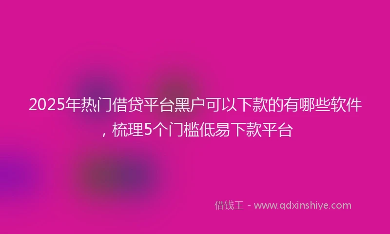 2025年热门借贷平台黑户可以下款的有哪些软件，梳理5个门槛低易下款平台