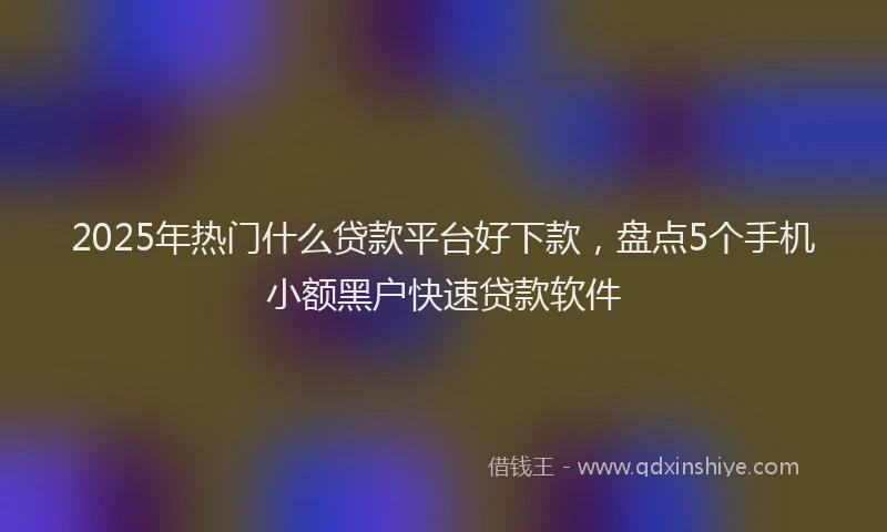 2025年热门什么贷款平台好下款，盘点5个手机小额黑户快速贷款软件