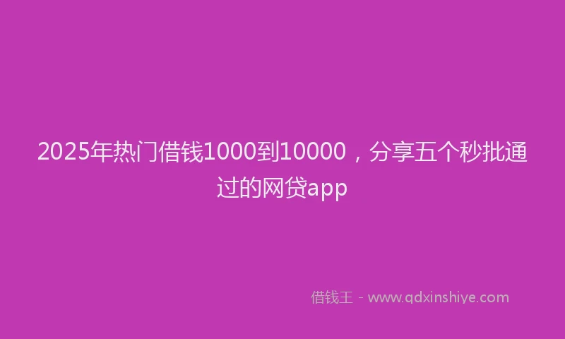 2025年热门借钱1000到10000，分享五个秒批通过的网贷app