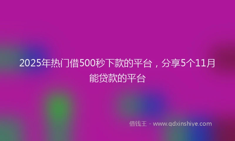 2025年热门借500秒下款的平台，分享5个11月能贷款的平台