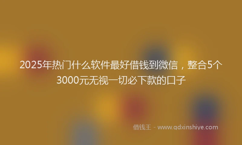 2025年热门什么软件最好借钱到微信，整合5个3000元无视一切必下款的口子