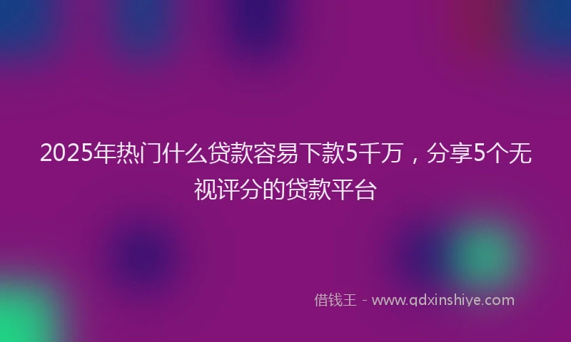2025年热门什么贷款容易下款5千万，分享5个无视评分的贷款平台