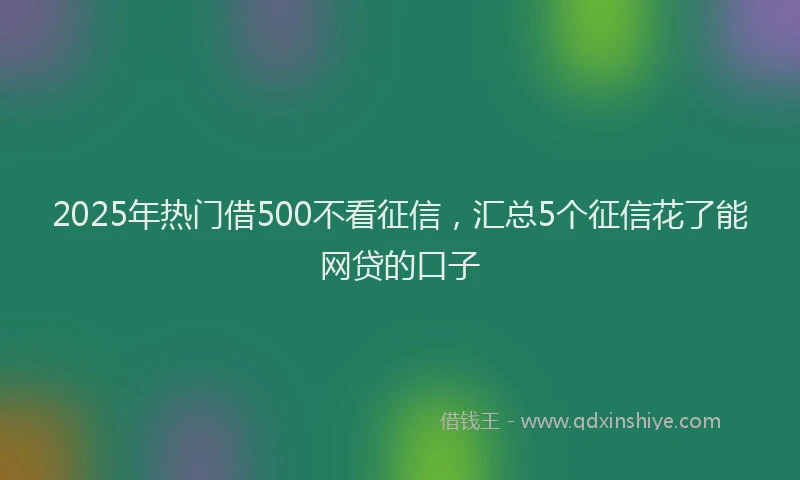 2025年热门借500不看征信，汇总5个征信花了能网贷的口子