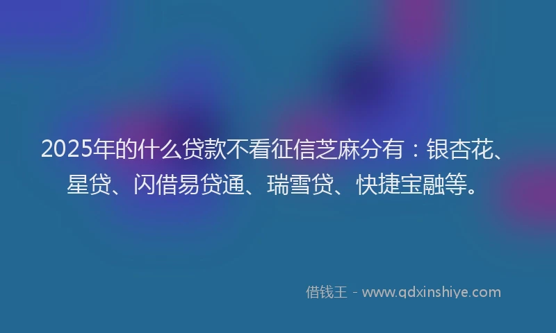 2025年的什么贷款不看征信芝麻分有：银杏花、星贷、闪借易贷通、瑞雪贷、快捷宝融等。