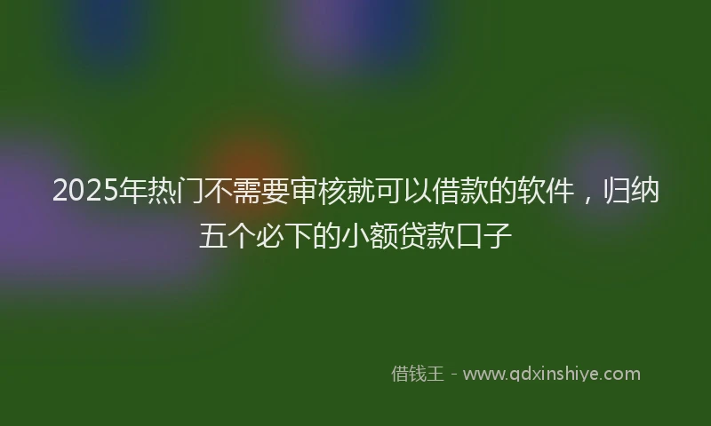 2025年热门不需要审核就可以借款的软件，归纳五个必下的小额贷款口子