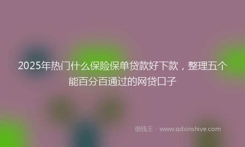 2025年热门什么保险保单贷款好下款，整理五个能百分百通过的网贷口子