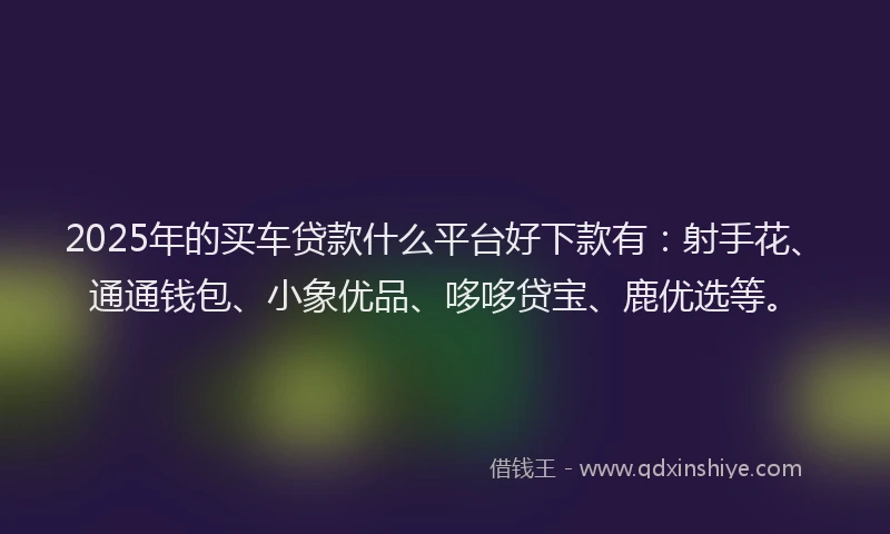 2025年的买车贷款什么平台好下款有：射手花、通通钱包、小象优品、哆哆贷宝、鹿优选等。