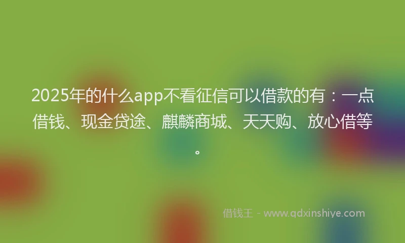 2025年的什么app不看征信可以借款的有：一点借钱、现金贷途、麒麟商城、天天购、放心借等。