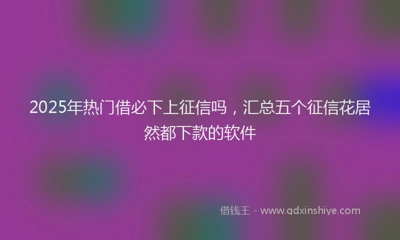 2025年热门借必下上征信吗，汇总五个征信花居然都下款的软件