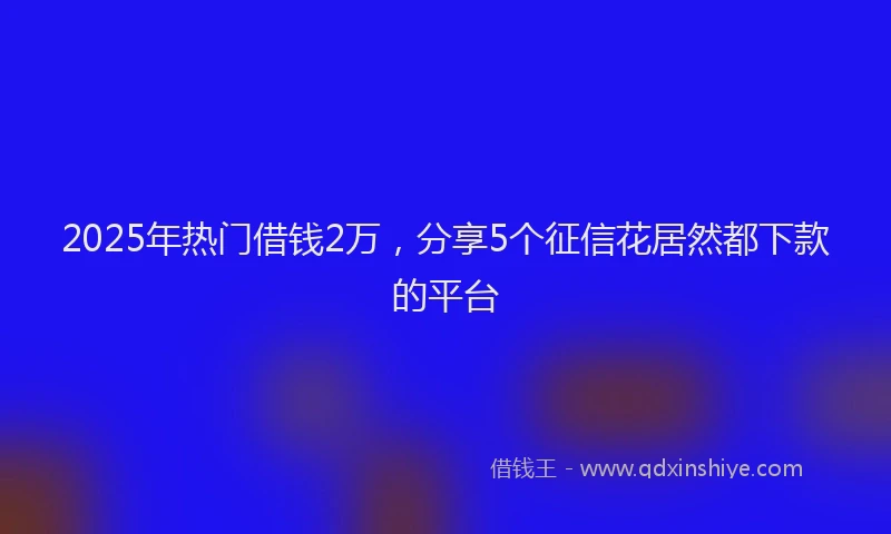 2025年热门借钱2万，分享5个征信花居然都下款的平台