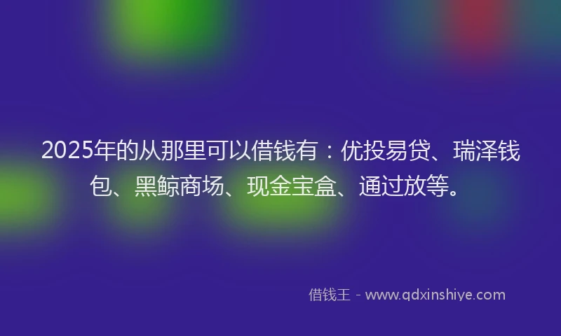 2025年的从那里可以借钱有：优投易贷、瑞泽钱包、黑鲸商场、现金宝盒、通过放等。