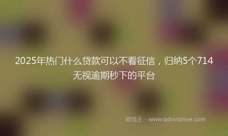 2025年热门什么贷款可以不看征信，归纳5个714无视逾期秒下的平台