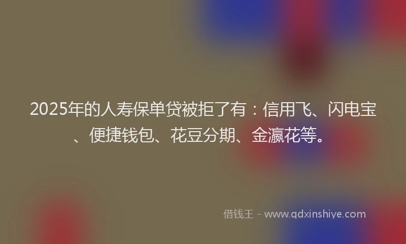 2025年的人寿保单贷被拒了有：信用飞、闪电宝、便捷钱包、花豆分期、金瀛花等。