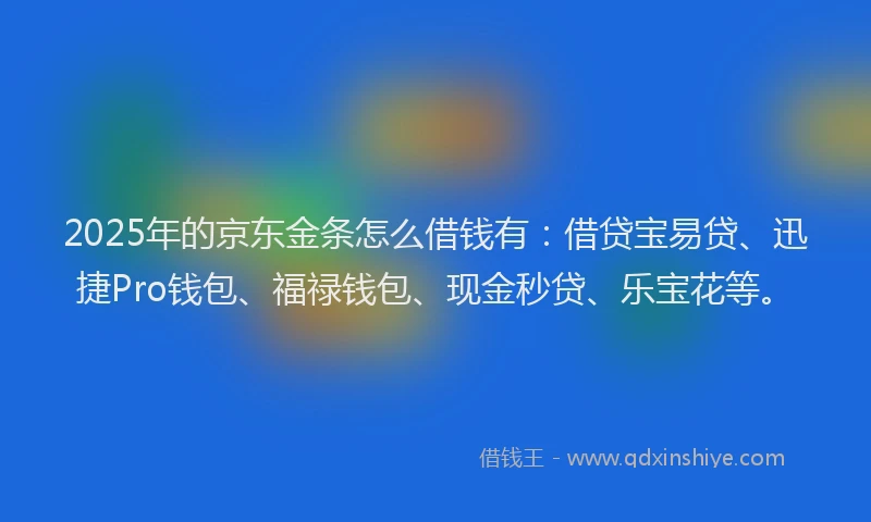 2025年的京东金条怎么借钱有：借贷宝易贷、迅捷Pro钱包、福禄钱包、现金秒贷、乐宝花等。