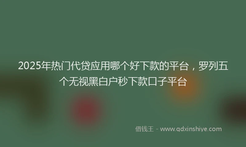 2025年热门代贷应用哪个好下款的平台，罗列五个无视黑白户秒下款口子平台