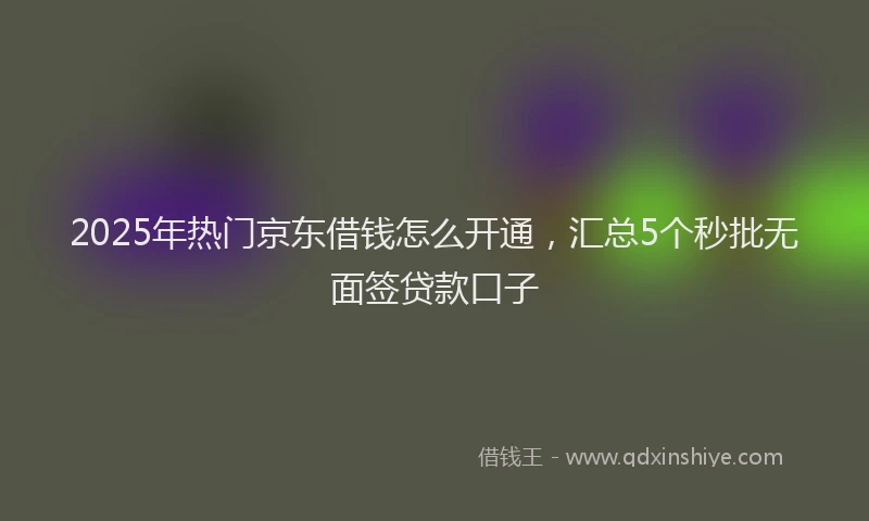2025年热门京东借钱怎么开通，汇总5个秒批无面签贷款口子