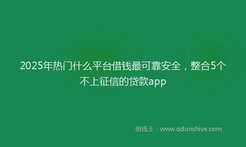 2025年热门什么平台借钱最可靠安全，整合5个不上征信的贷款app