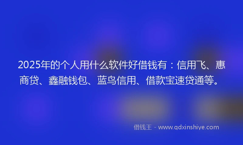 2025年的个人用什么软件好借钱有：信用飞、惠商贷、鑫融钱包、蓝鸟信用、借款宝速贷通等。