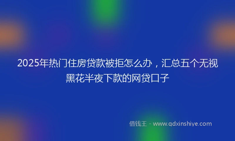 2025年热门住房贷款被拒怎么办，汇总五个无视黑花半夜下款的网贷口子