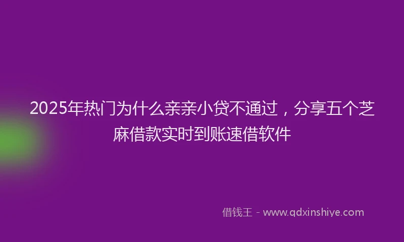 2025年热门为什么亲亲小贷不通过，分享五个芝麻借款实时到账速借软件