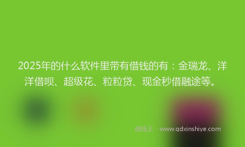 2025年的什么软件里带有借钱的有：金瑞龙、洋洋借呗、超级花、粒粒贷、现金秒借融途等。