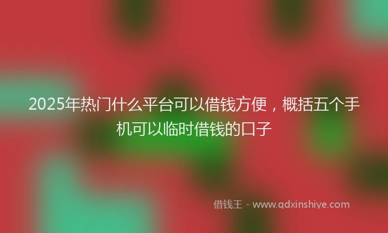 2025年热门什么平台可以借钱方便，概括五个手机可以临时借钱的口子