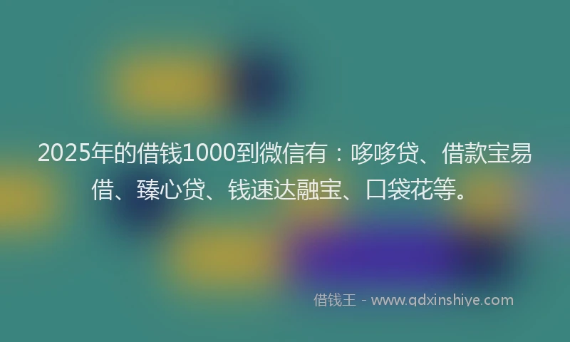 2025年的借钱1000到微信有：哆哆贷、借款宝易借、臻心贷、钱速达融宝、口袋花等。