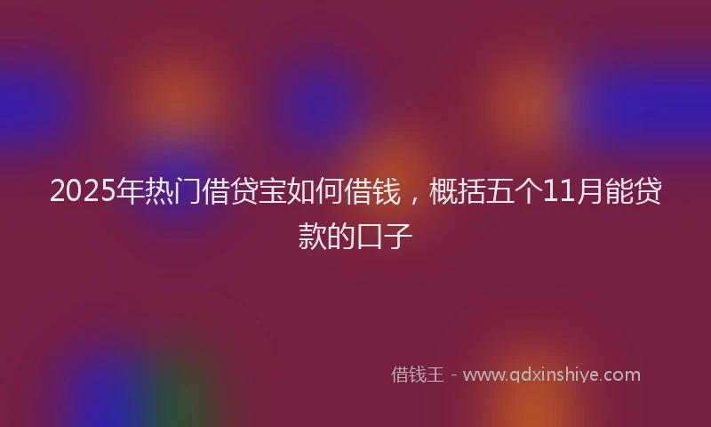 2025年热门借贷宝如何借钱，概括五个11月能贷款的口子