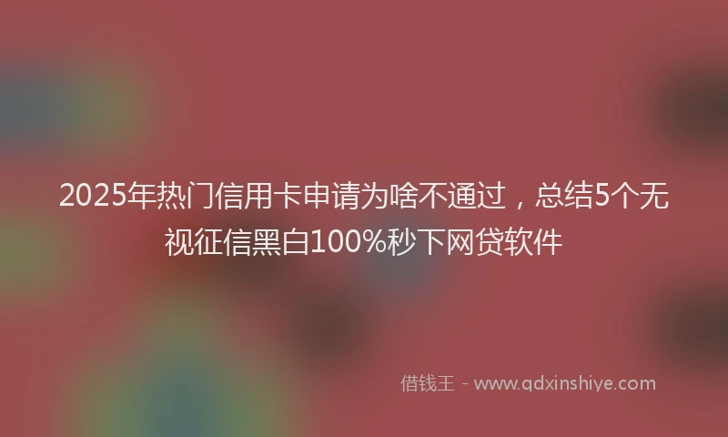 2025年热门信用卡申请为啥不通过，总结5个无视征信黑白100%秒下网贷软件