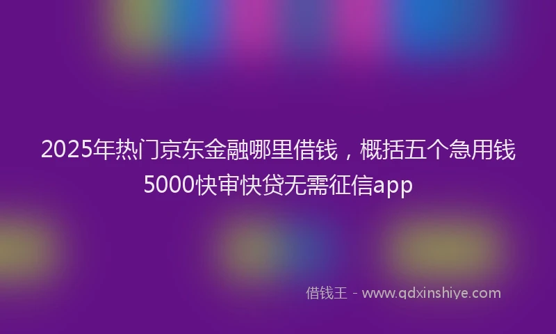 2025年热门京东金融哪里借钱，概括五个急用钱5000快审快贷无需征信app