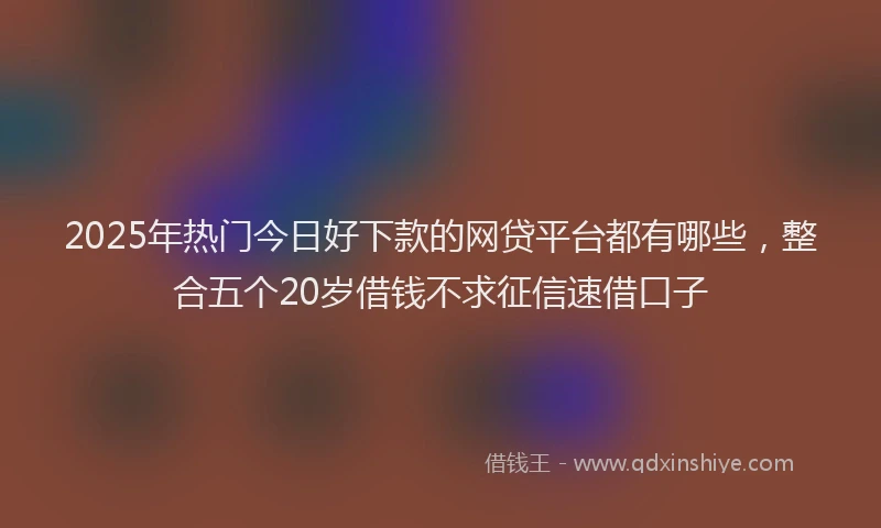 2025年热门今日好下款的网贷平台都有哪些，整合五个20岁借钱不求征信速借口子