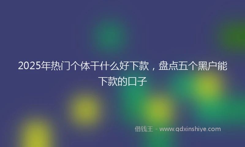 2025年热门个体干什么好下款，盘点五个黑户能下款的口子