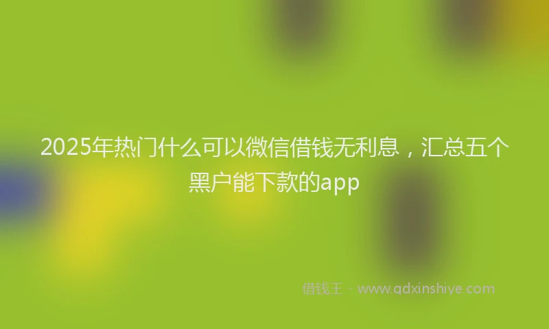 2025年热门什么可以微信借钱无利息，汇总五个黑户能下款的app