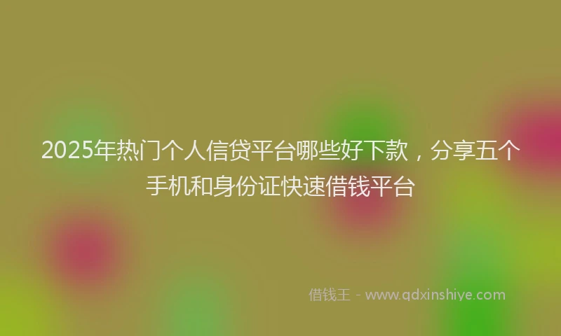 2025年热门个人信贷平台哪些好下款，分享五个手机和身份证快速借钱平台