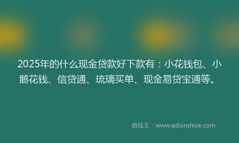 2025年的什么现金贷款好下款有：小花钱包、小鹅花钱、信贷通、琉璃买单、现金易贷宝通等。