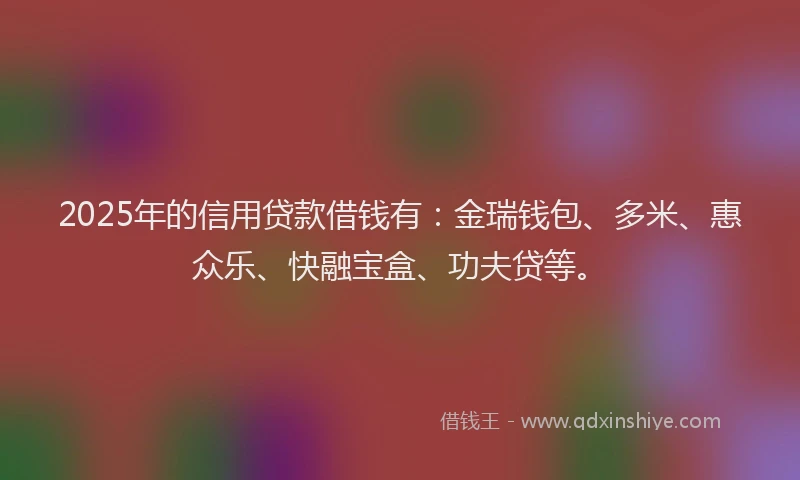 2025年的信用贷款借钱有：金瑞钱包、多米、惠众乐、快融宝盒、功夫贷等。