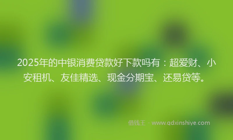 2025年的中银消费贷款好下款吗有：超爱财、小安租机、友佳精选、现金分期宝、还易贷等。