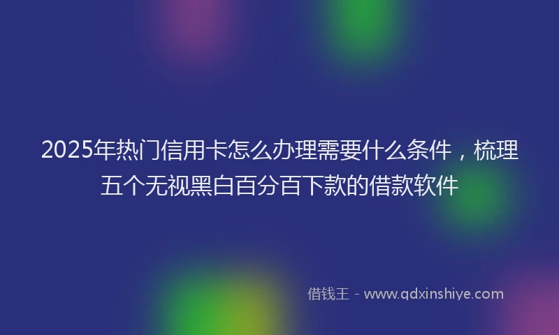 2025年热门信用卡怎么办理需要什么条件，梳理五个无视黑白百分百下款的借款软件