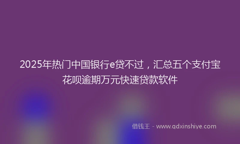 2025年热门中国银行e贷不过，汇总五个支付宝花呗逾期万元快速贷款软件