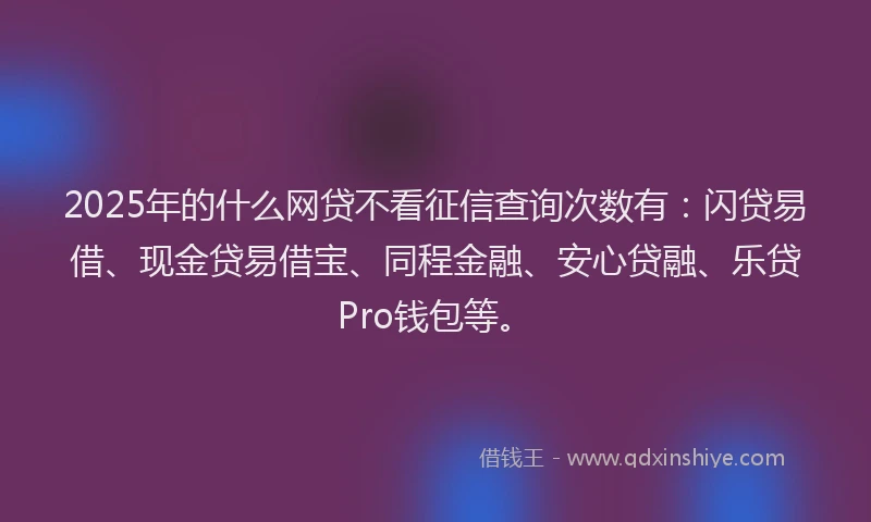 2025年的什么网贷不看征信查询次数有：闪贷易借、现金贷易借宝、同程金融、安心贷融、乐贷Pro钱包等。