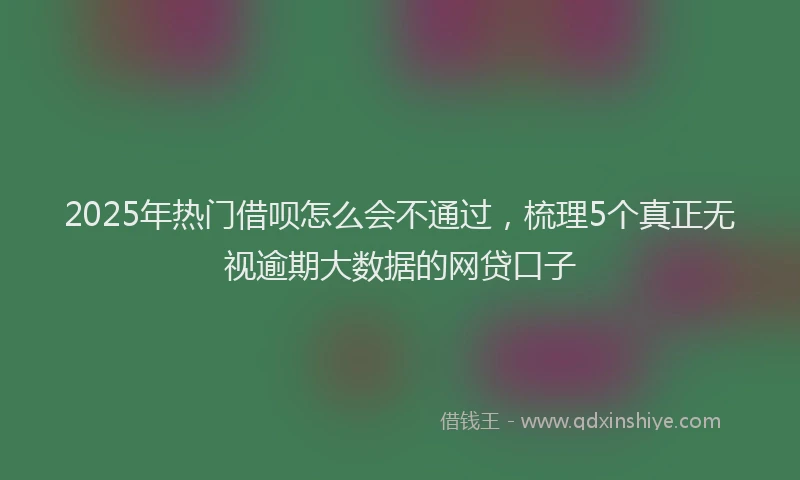 2025年热门借呗怎么会不通过，梳理5个真正无视逾期大数据的网贷口子