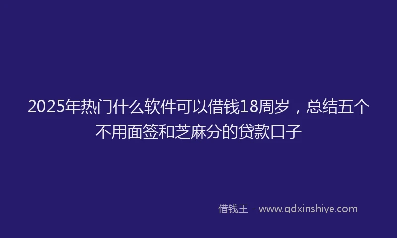 2025年热门什么软件可以借钱18周岁，总结五个不用面签和芝麻分的贷款口子