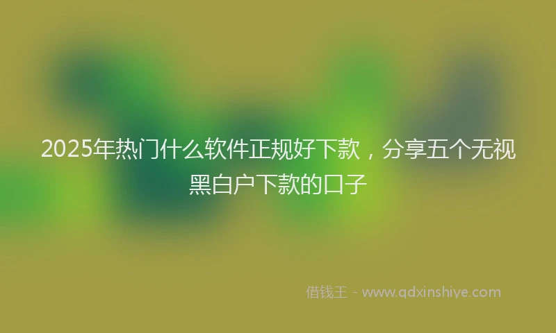 2025年热门什么软件正规好下款，分享五个无视黑白户下款的口子