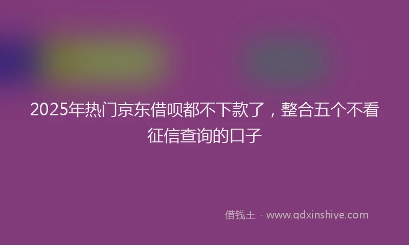 2025年热门京东借呗都不下款了，整合五个不看征信查询的口子