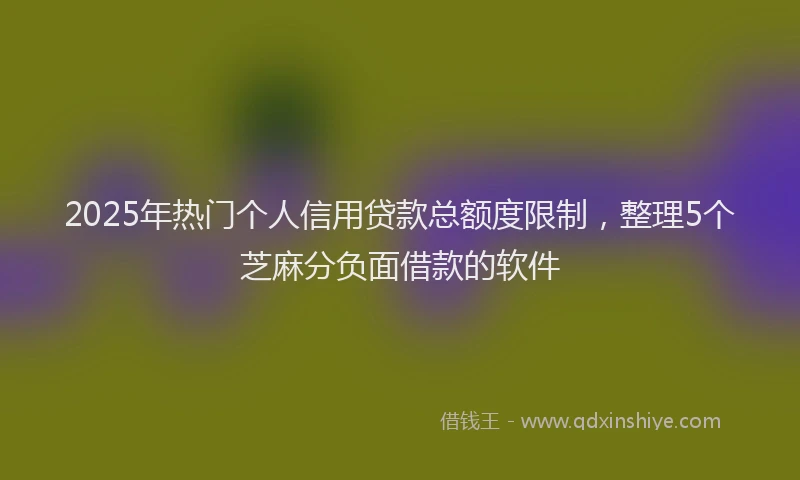2025年热门个人信用贷款总额度限制，整理5个芝麻分负面借款的软件